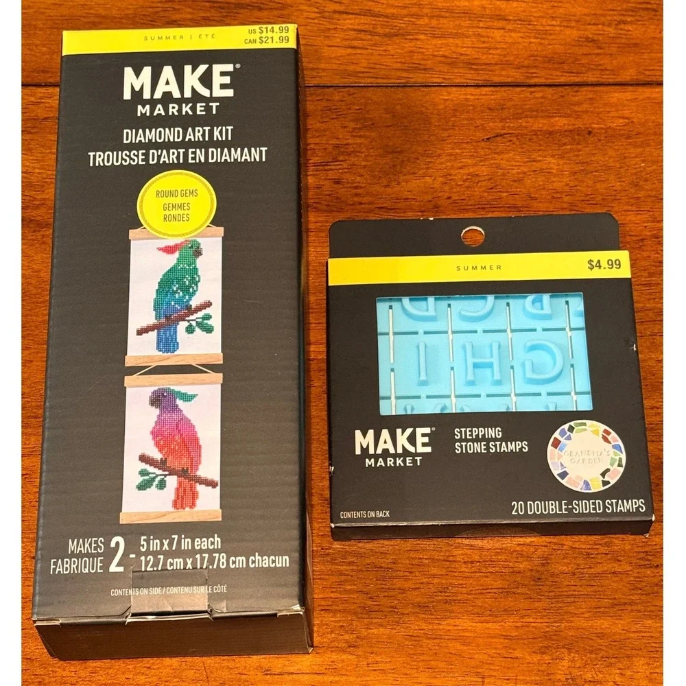 NEW Diamond Art Kit Lot 2 Pack Parrots Stepping Stone Stamps DIY Craft Gift‎ Set